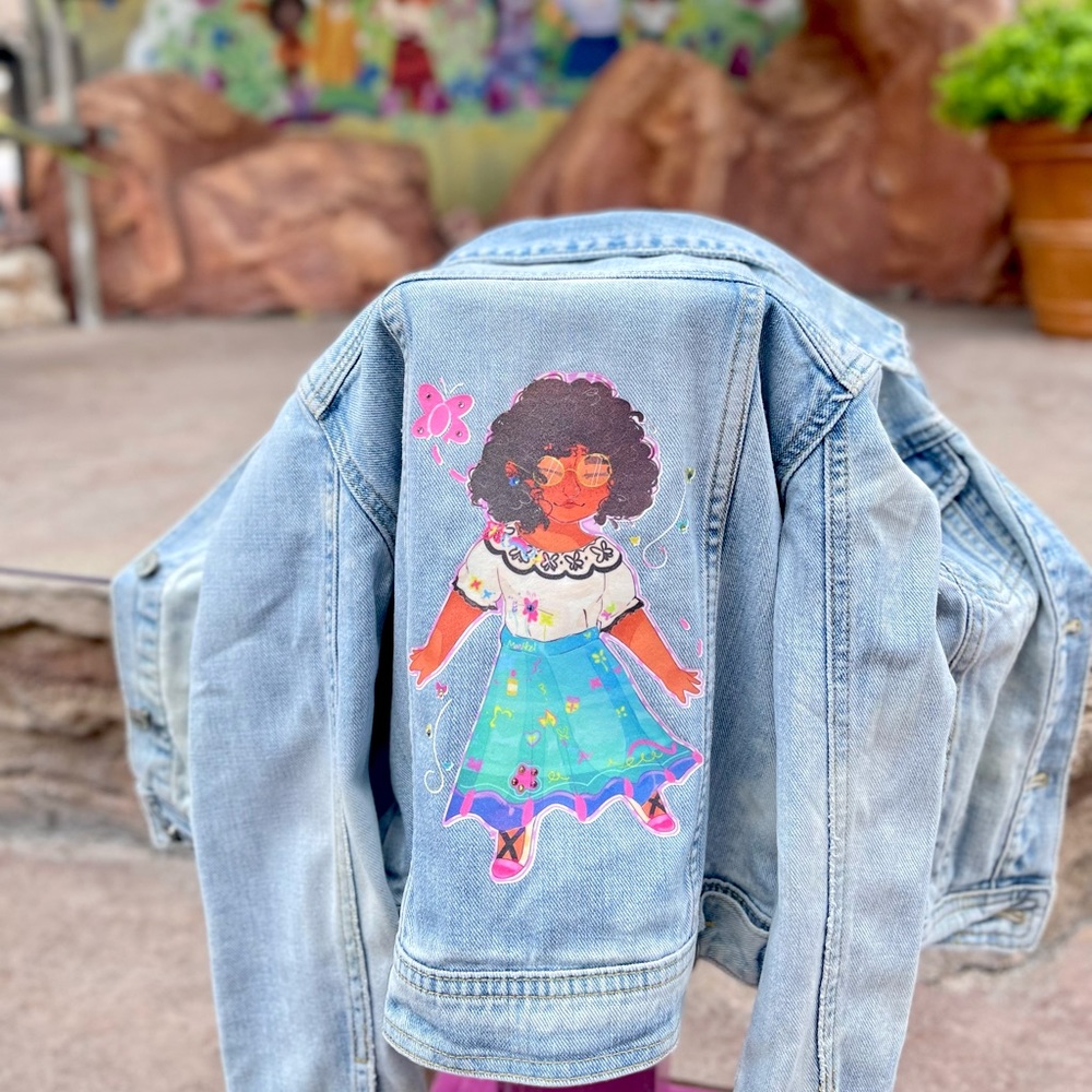 Disney Encanto Mirabel Jean Wash Rhinestone Jacket Size 8 Girls